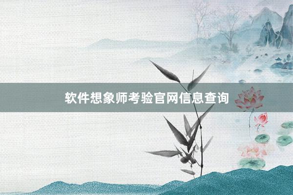 软件想象师考验官网信息查询